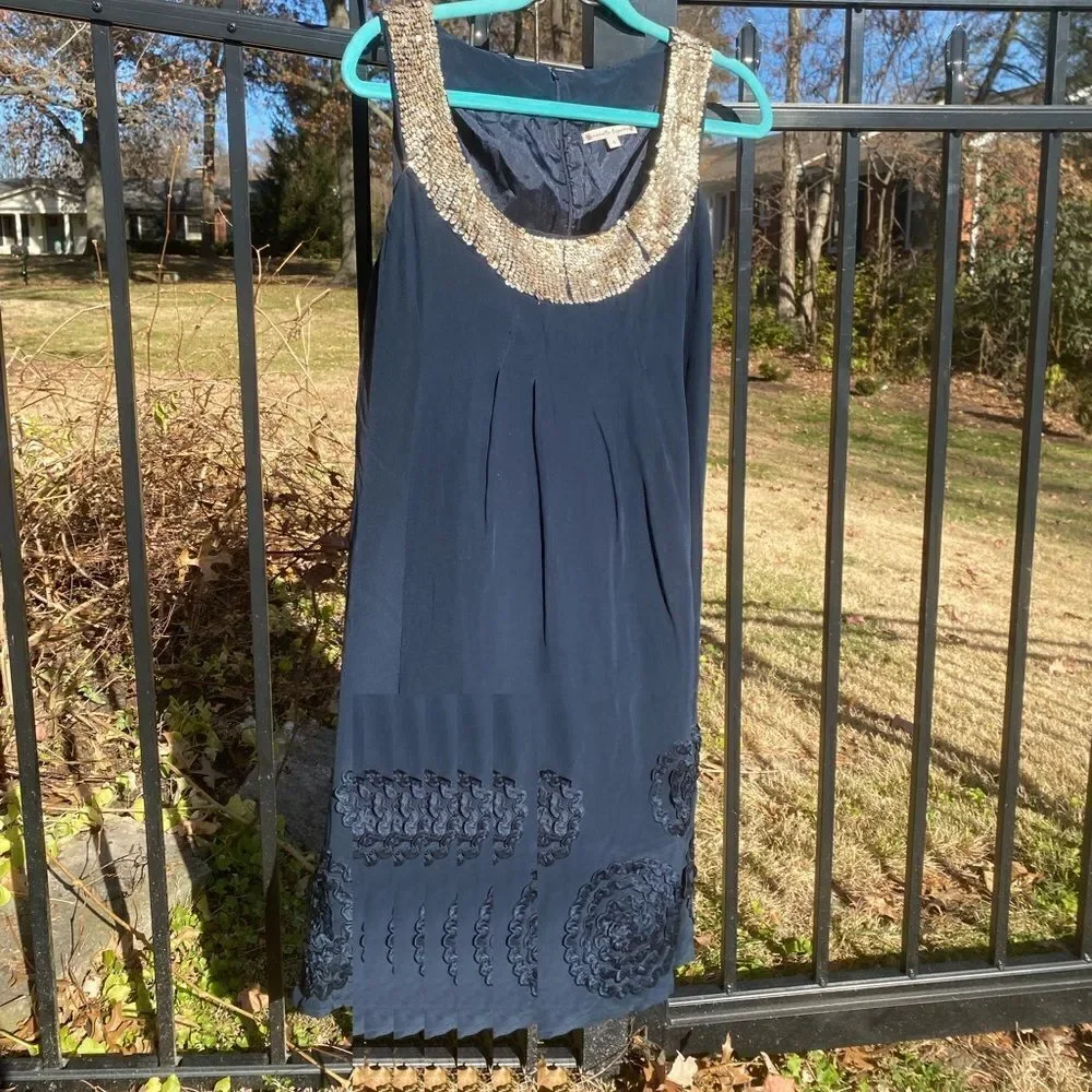 Nanette Lepore Sequin Silk Appliqué Dress